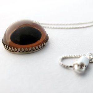 Sterling Silver Necklace with Owl Eye